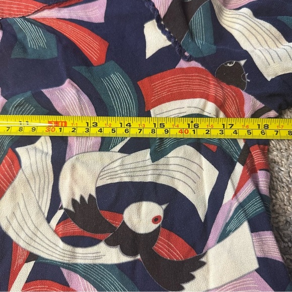 Maeve Anthropologie Cheyenne Bird Print Peplum Top blouse small artistic bold - Picture 6 of 9